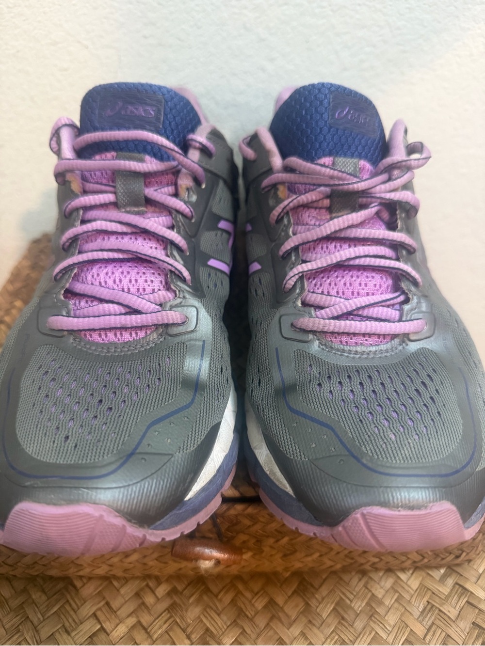 ASICS Gray and Purple Women's Athletic Running Shoes